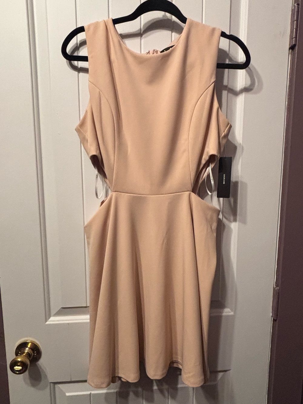 NWT! Lulus Sleeveless Cutout Fit & Flare Dress - Light Peach/Nude